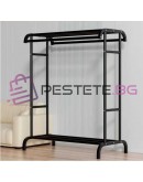 Закачалка за дрехи с поставка за обувки черна